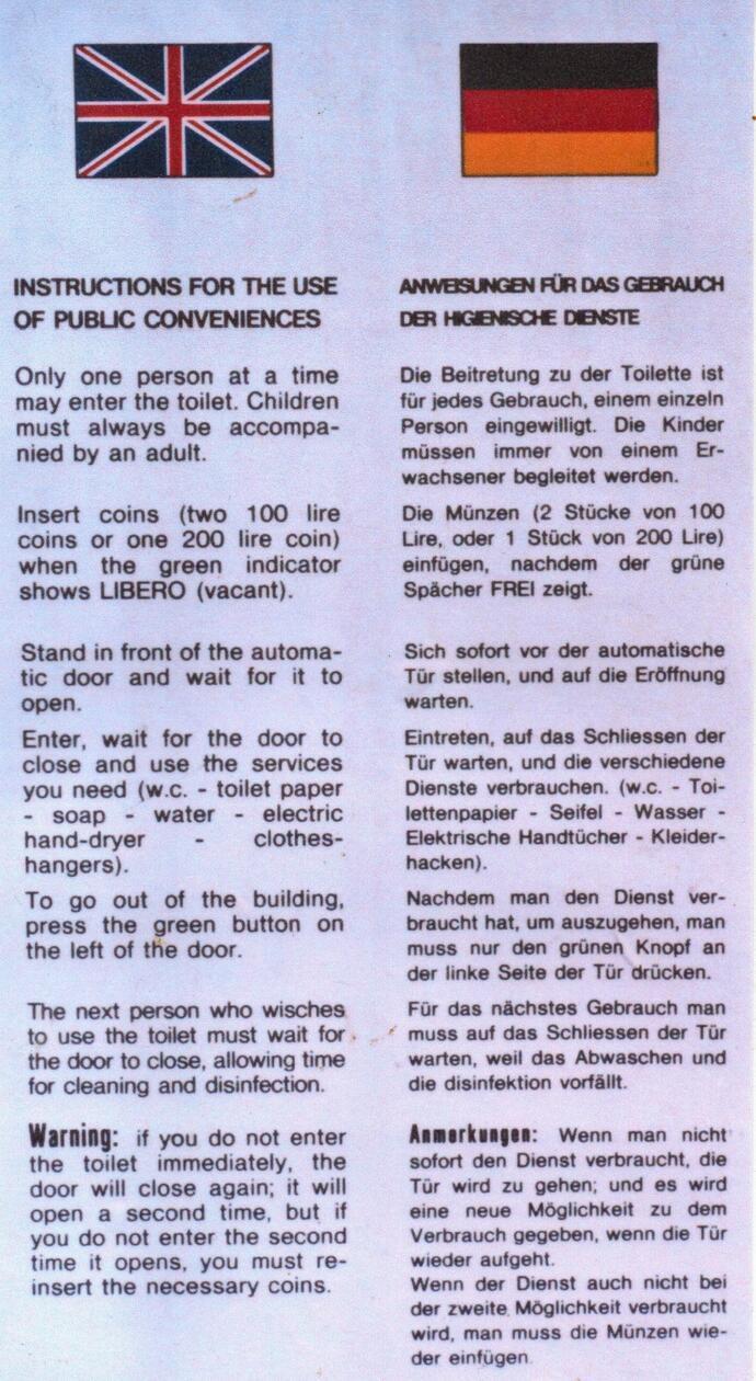 „Hier ein lustiger Aushang, den wir an einer Autobahntoilette in der Toscana fotografiert haben“, schreibt uns Leser Ernst Seckendorf aus Gräfenberg.