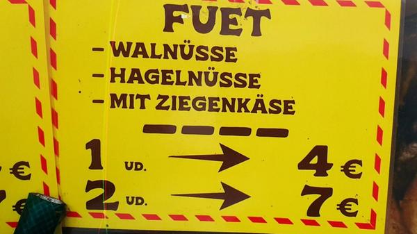 Gesehen von unserem Leser Wolfram Güntsch aus Nürnberg auf dem Wochenmarkt von Soller auf Mallorca.