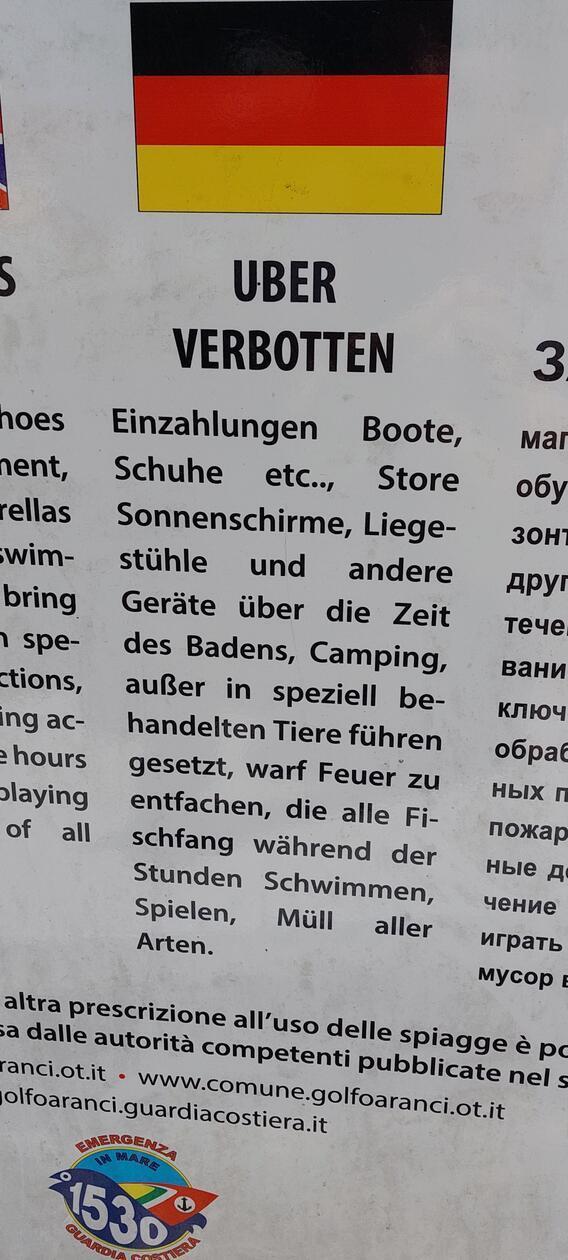 "Hallo, habe Anfang Mai auf Sardinien am Golfo Aranci diese nette Tafel entdeckt", schreibt Susanne Wichary aus Schopfloch.