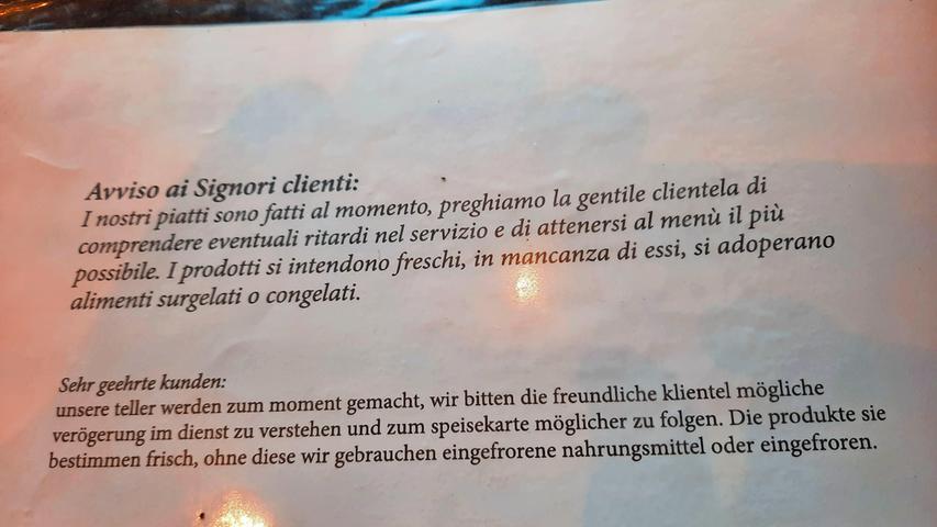 Gesehen In einem Restaurant in Caorle (Italien) von Sabine Ullrich aus Flachslanden.; ;