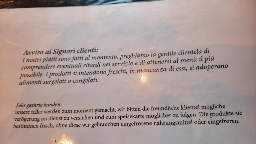 Gesehen In einem Restaurant in Caorle (Italien) von Sabine Ullrich aus Flachslanden.; ;