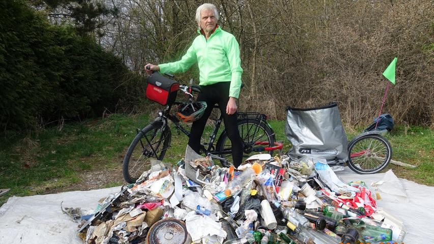 Für ein sauberes Schwanstetten: So viel Müll hat Rentner beim Radfahrern an nur vier Tagen gesammelt