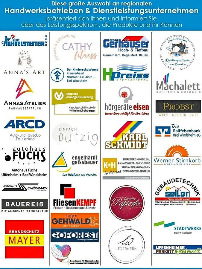 Das sind die 30 Unternehmen, die bei der Ausstellung dabei sind.