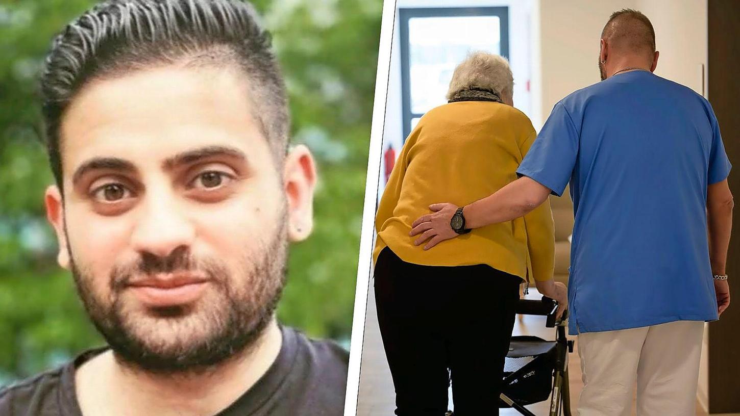 Eine Petition soll Pflegefachhelfer Karrar aus Nürnberg vor der Abschiebung bewahren. (links: Karrar Al Hasani, rechts: Symbolbild) Eine Petition soll Pflegefachhelfer Karrar aus Nürnberg vor der Abschiebung bewahren. (links: Karrar Al Hasani, rechts: Symbolbild)