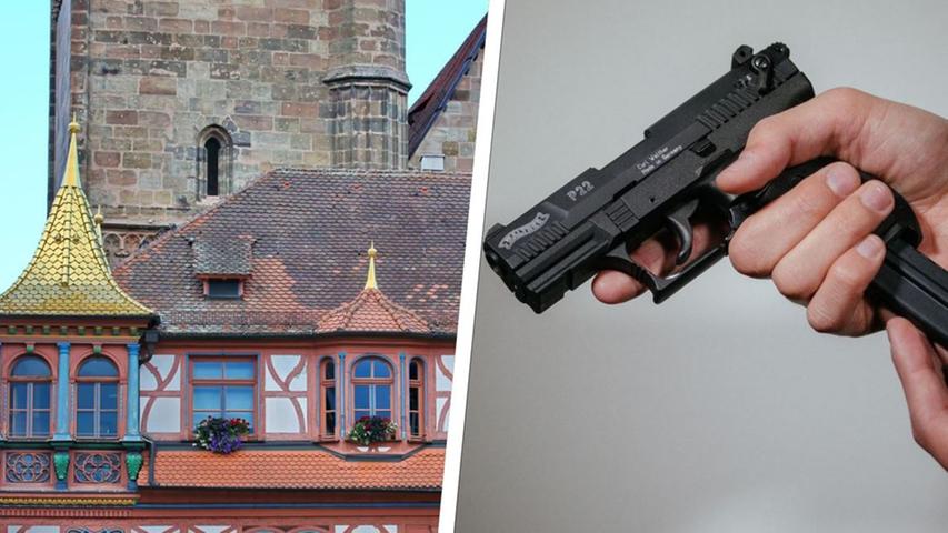 Polizei-Heli über Schwabach: Großeinsatz nach bewaffnetem Raubüberfall - Täter auf der Flucht