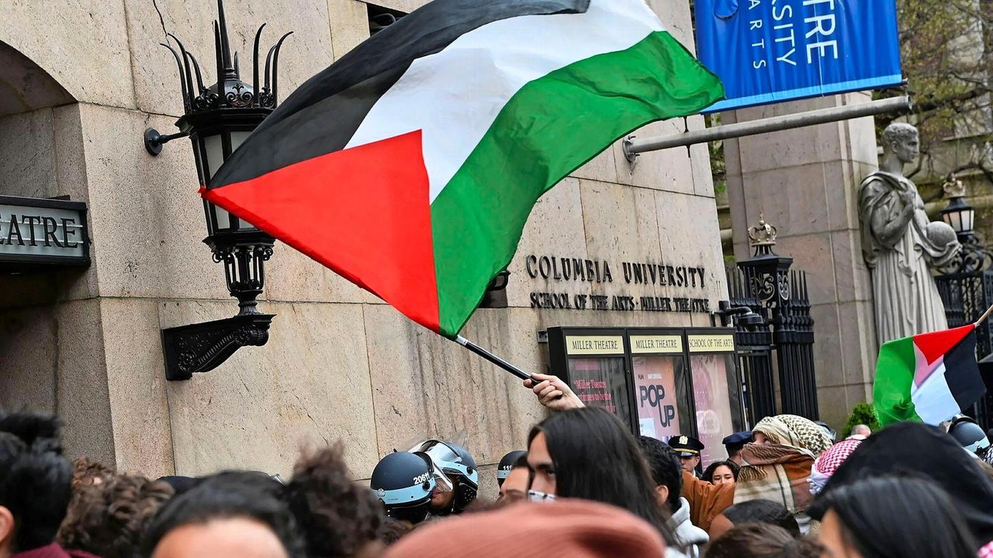 Palästinensische Unterstützer protestierten am vergangenen Donnerstag in der Nähe der Columbia University.