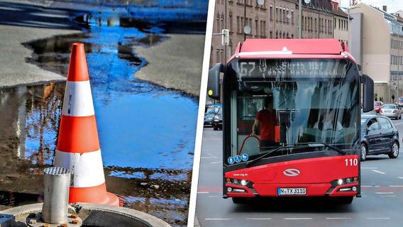 Straße nach Wasserrohrbruch in Nürnberg gesperrt - Mehrere Buslinien betroffen