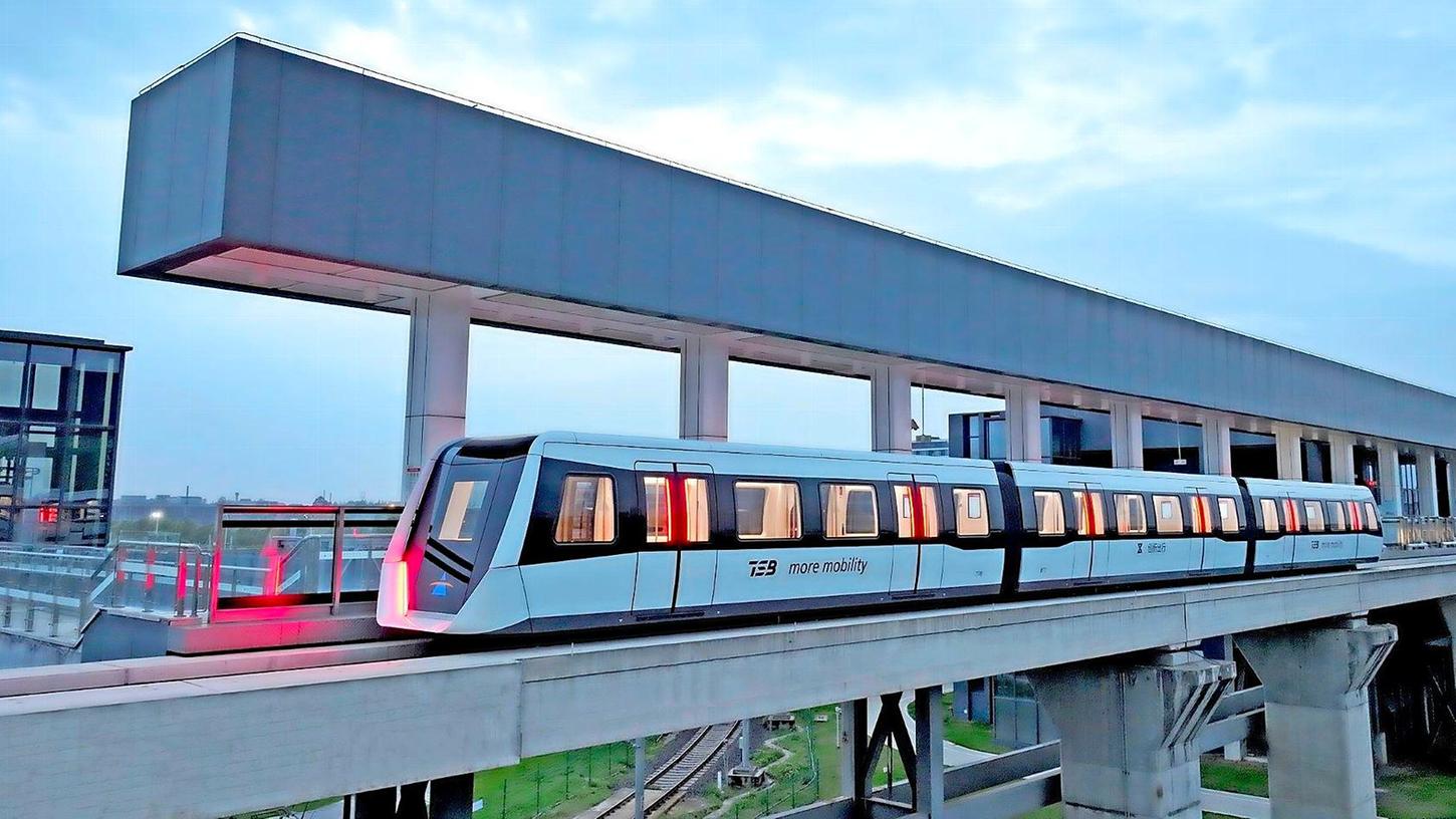 Das Transport System Bögl (TSB) auf der Teststrecke im chinesischen Chengdu. Das Transport System Bögl (TSB) auf der Teststrecke im chinesischen Chengdu.
