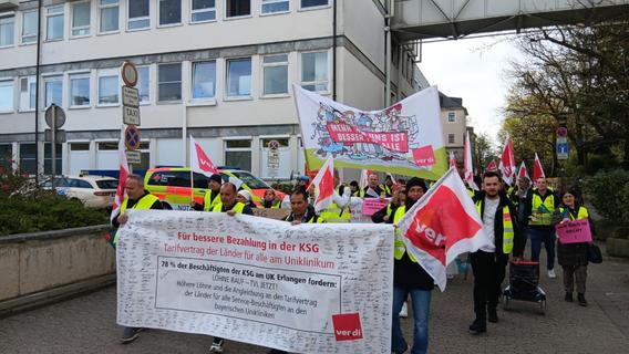 Protest geht weiter: Beschäftigte der Uniklinik Erlangen gehen erneut in Erzwingungsstreik