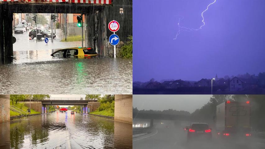 Unfälle, Überschwemmungen und Hunderte Einsätze nach Unwettern in Franken