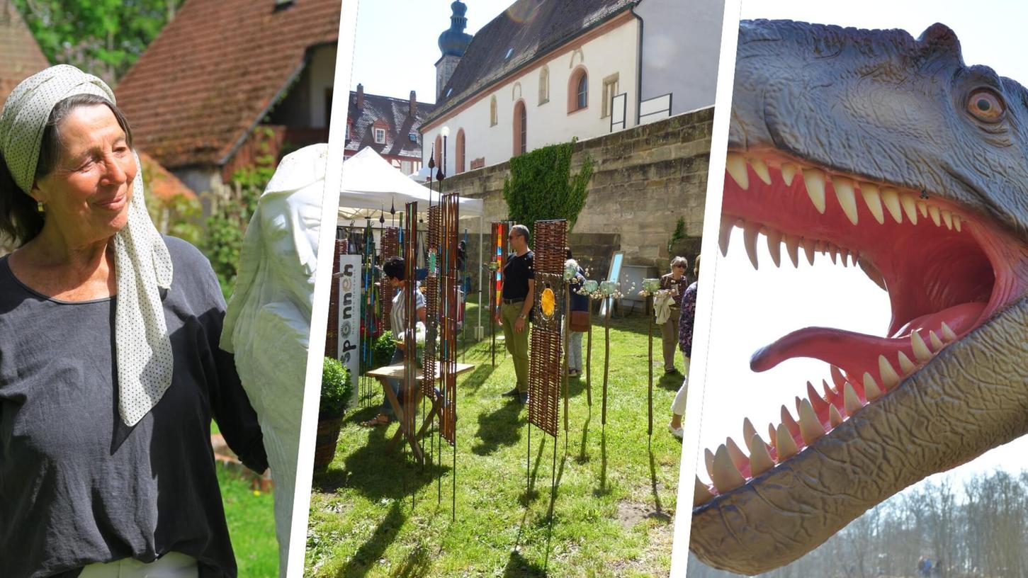 20 Künstlerinnen und Künstler öffnen am Wochenende ihre Ateliers. Rund um die Kaiserpfalz in Forchheim lockt der Kunsthandwerkermarkt. Und am Samstag eröffnet eine große Dino-Ausstellung.