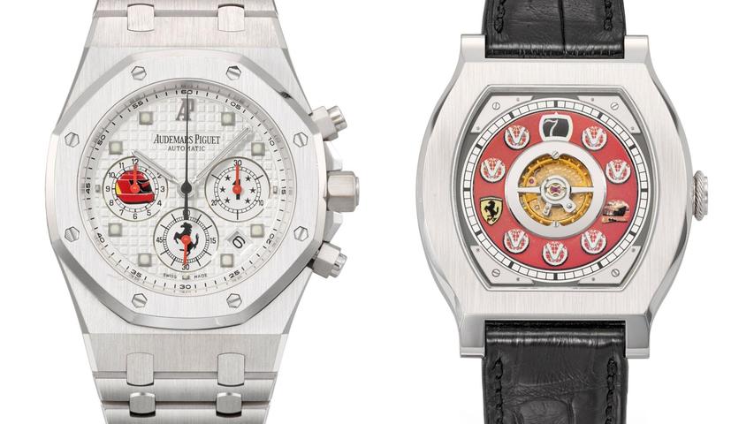 Michael Schumachers Uhren: Ein Audemars Piguet Royal Oak-Chronograph (l) und die Journe Vagabondage 1 Model-Uhr.