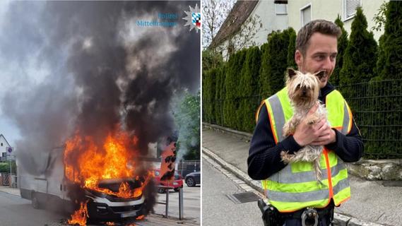 Transporter in Röthenbach in Flammen - Polizist rettet kleinen Yorkshire Terrier