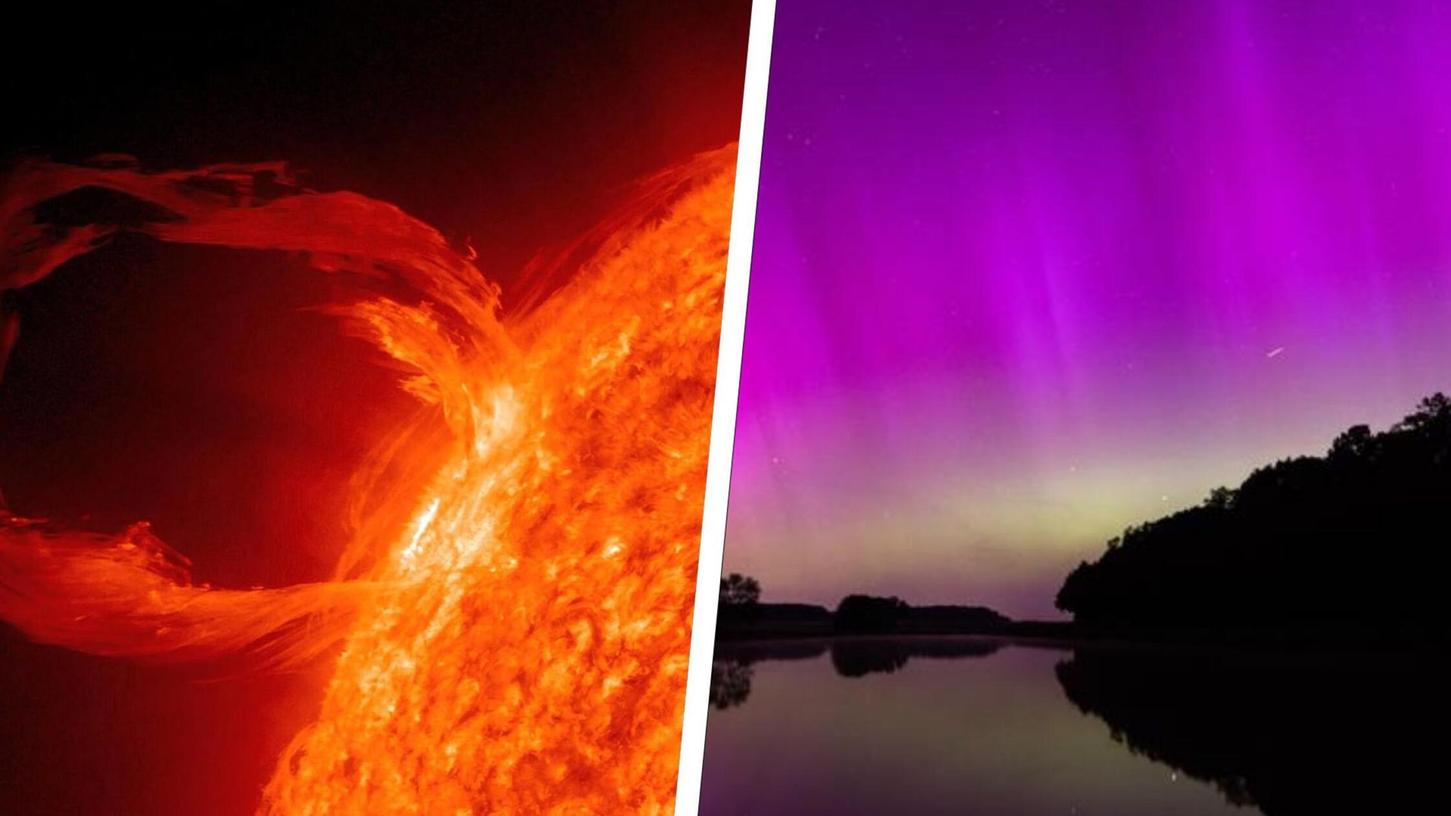 Plasmaeruptionen können Polarlichter hervorrufen, wenn die Teilchenwolken auf die Erdatmosphäre treffen. Plasmaeruptionen können Polarlichter hervorrufen, wenn die Teilchenwolken auf die Erdatmosphäre treffen.