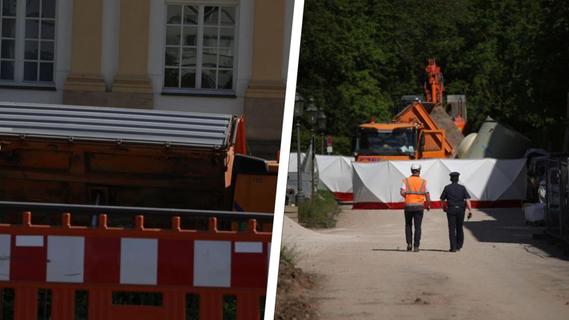 Schrecklicher Unfall nahe des Ansbacher Hofgartens: Tonnenschweres Bauteil begräbt Mann unter sich
