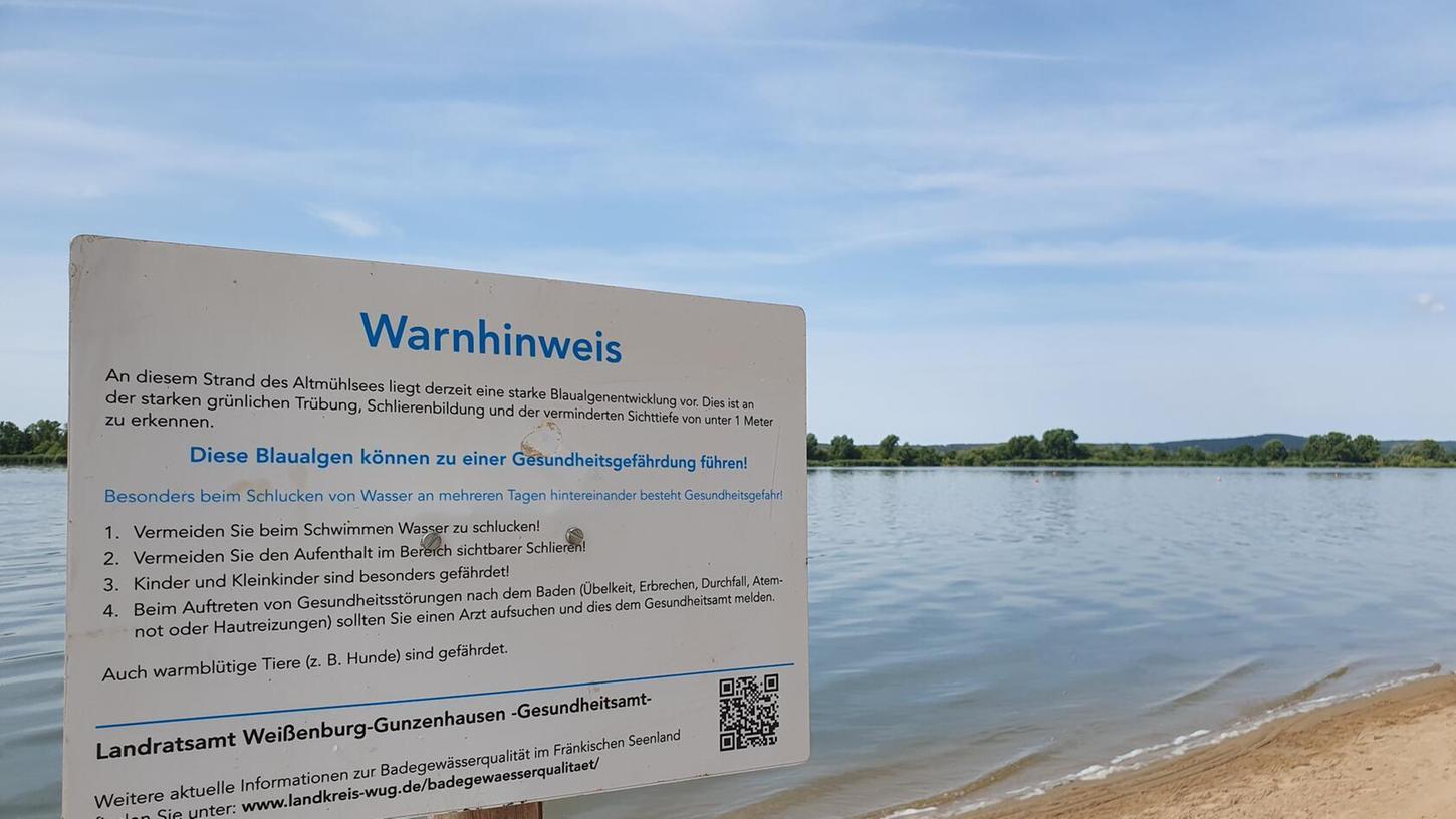 Auch 2023 musste das Landratsamt Weißenburg-Gunzenhausen Warnungen für das Baden im Altmühlsee aussprechen. Das Gewässer war mit Blaualgen (Cyanobakterien) belastet.