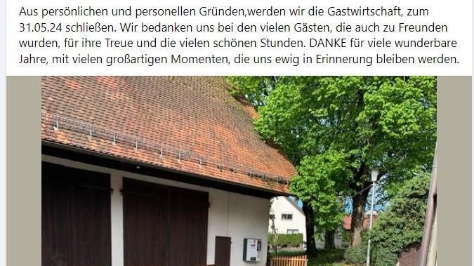 Mit dieser Meldung kündigt die Brauerei Alt in Dietzhof die Schließung ihrer Gaststätte an.