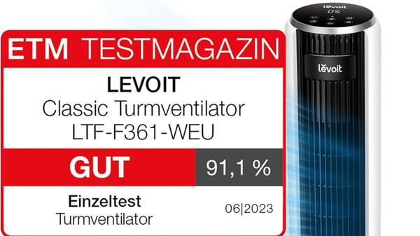 Der Turmventilator bietet fünf Geschwindigkeiten.