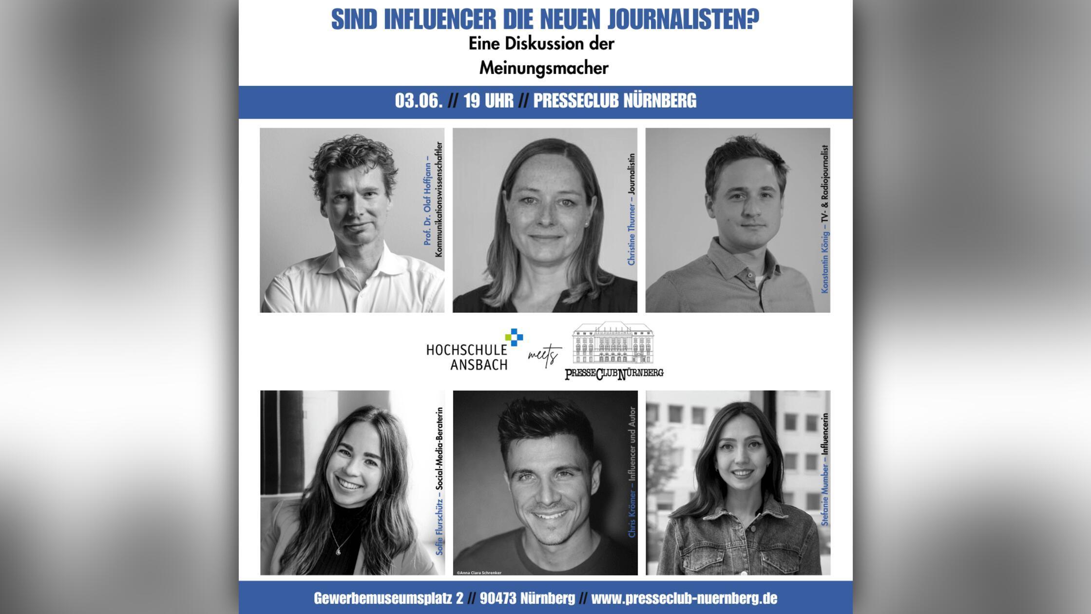 Journalisten vs. Influencer - Diskussion im Presseclub N&uuml;rnberg mit Vertretern aus der Region