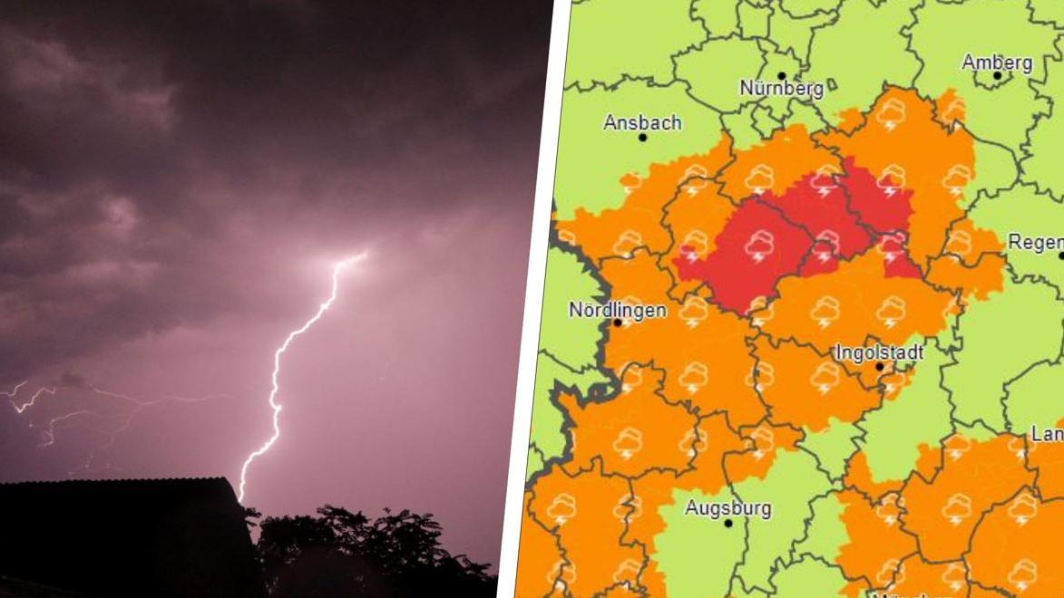 Die offizielle Wetterkarte des DWD zeigt es bereits an: Rund um Nürnberg gilt derzeit "Alarmstufe Rot".