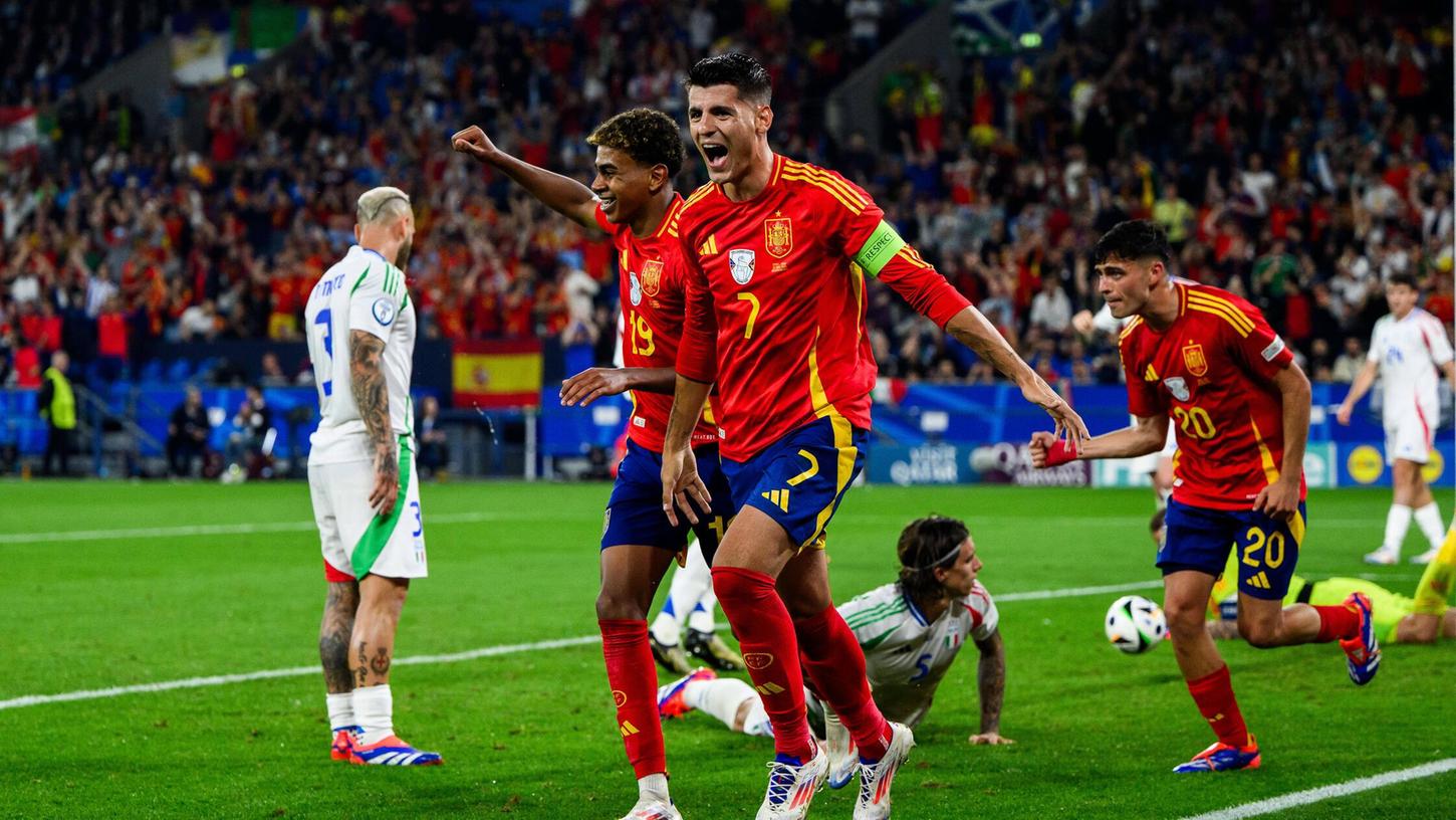 Lamine Yamal und Alvaro Morata feierten mit der spanischen Nationalmannschaft einen 4:1-Sieg gegen Georgien und treffen nun im Viertelfinale auf Deutschland.