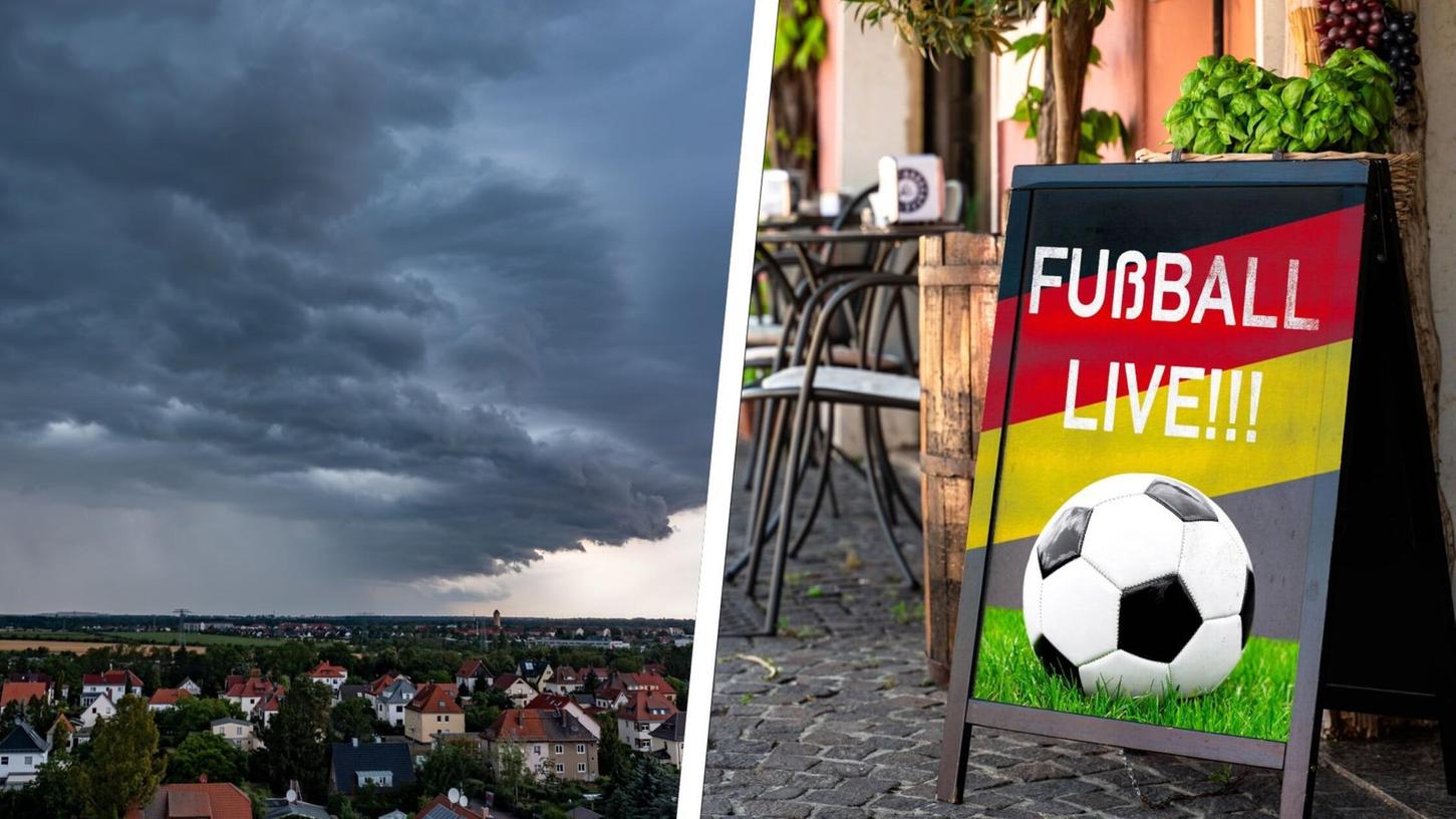 Weil heftige Unwetter drohen, wurden in manchen deutschen Städten Fan-Meilen und Public Viewing abgesagt. (Symbolbild) Weil heftige Unwetter drohen, wurden in manchen deutschen Städten Fan-Meilen und Public Viewing abgesagt. (Symbolbild)