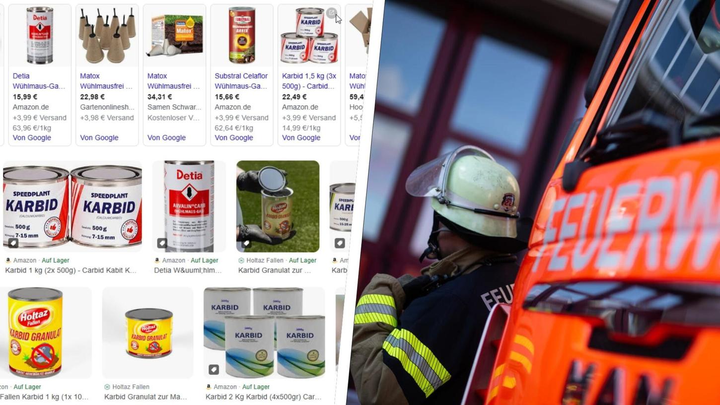 Calciumcarbid wird gegen Mäuse und Maulwürfe eingesetzt, kann aber auch explosiv sein. Deshalb musste nach dem Fund einer offenen Dose in Allersberg die Feuerwehr anrücken. Calciumcarbid wird gegen Mäuse und Maulwürfe eingesetzt, kann aber auch explosiv sein. Deshalb musste nach dem Fund einer offenen Dose in Allersberg die Feuerwehr anrücken.