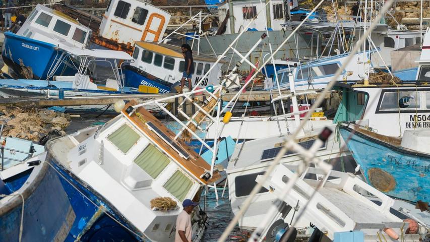 Hurrikan "Beryl" beschädigte auch Fischerboote.