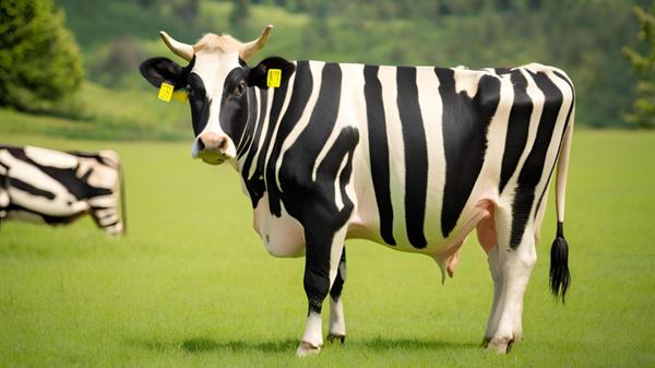 KI-generierte gestreifte Kuh