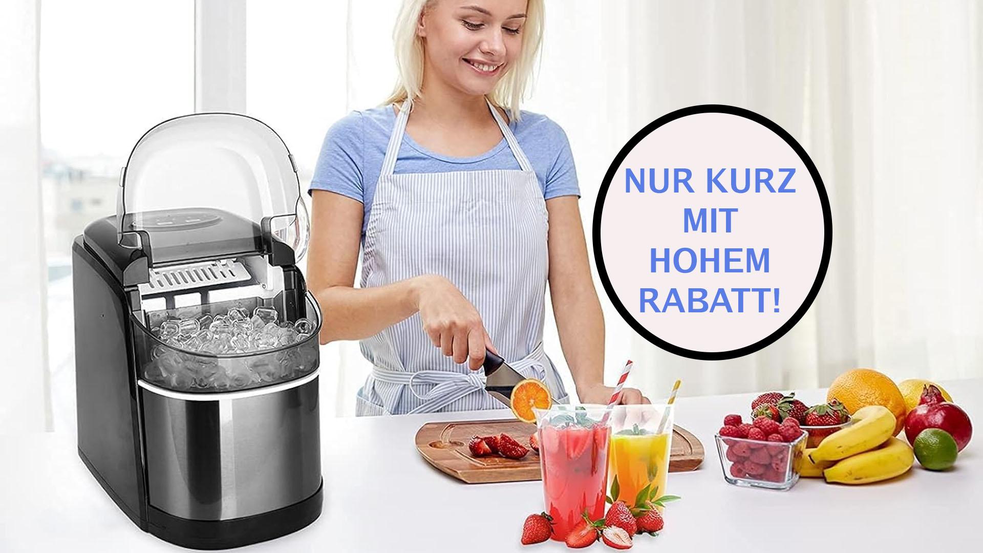 Eisw&uuml;rfel in nur 6 Minuten! Topseller kurz 31 % g&uuml;nstiger - Eisw&uuml;rfelmaschine mit Selbstreinigung