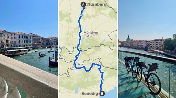 Nürnberg-Venedig-Radreise_COLLAGE Venedig+Route