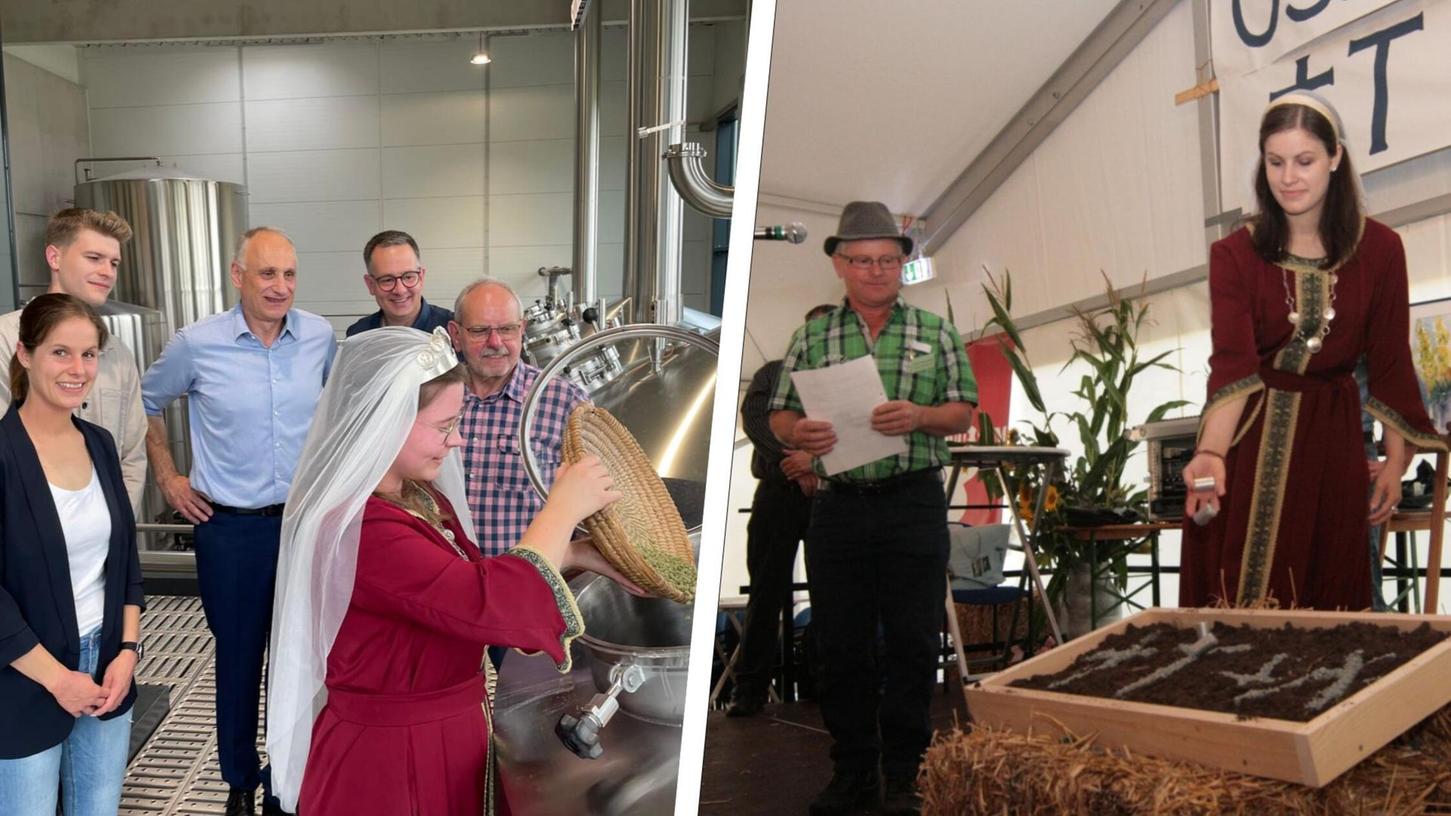 Das Würfeln spielt in der Osingverlosung (rechts im Bild, die damalige Kaiserin Kunigunde, Carina Thal) eine wichtige Rolle. Für die Verlosung 2024 wurde ein extra Bier gebraut (linkes Bild, von links: Carina Thal, Jannick Schwemmer, Georg Hofmann, Tatjana Feindert, Günther Rabenstein und Peter Köhler). Das Würfeln spielt in der Osingverlosung (rechts im Bild, die damalige Kaiserin Kunigunde, Carina Thal) eine wichtige Rolle. Für die Verlosung 2024 wurde ein extra Bier gebraut (linkes Bild, von links: Carina Thal, Jannick Schwemmer, Georg Hofmann, Tatjana Feindert, Günther Rabenstein und Peter Köhler).