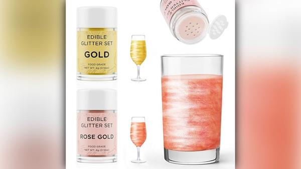 Essbarer Glitzer kann verschiedene Getränke und Lebensmittel verzieren.