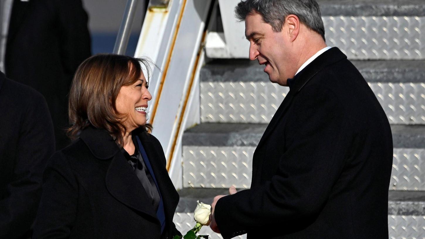 Kamala Harris und Markus Söder. Kamala Harris und Markus Söder.