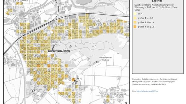 Zensus Kaltmieten Gunzenhausen 2024 neu