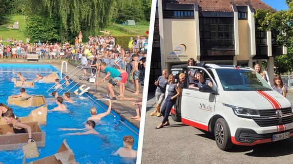 Collage Freibad Thalmässing Redaktionsbus