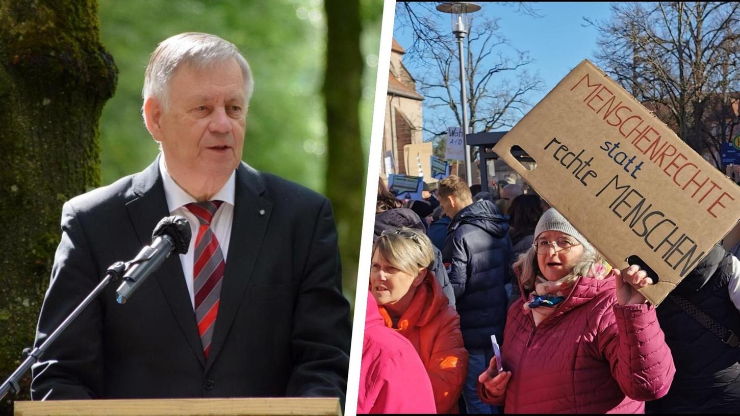 Anfang des Jahres, als etwa 6000 Menschen in Schwabach für Demokratie und gegen Rechtsextremismus demonstriert haben, war CSU-Mann Karl Freller ein Teil der Veranstaltung. Zu der Demonstration am Sonntag wird die CSU Schwabach nicht kommen. Anfang des Jahres, als etwa 6000 Menschen in Schwabach für Demokratie und gegen Rechtsextremismus demonstriert haben, war CSU-Mann Karl Freller ein Teil der Veranstaltung. Zu der Demonstration am Sonntag wird die CSU Schwabach nicht kommen.