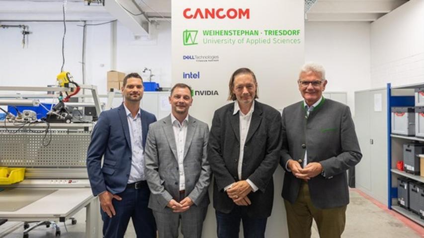Von links: Werner Wiesinger (Firma Cancom), Dr. Michael Krappmann, Professor Dr. Patrick Noack und Artur Auernhammer weihten den KI-Server am Campus Triesdorf ein. Von links: Werner Wiesinger (Firma Cancom), Dr. Michael Krappmann, Professor Dr. Patrick Noack und Artur Auernhammer weihten den KI-Server am Campus Triesdorf ein.
