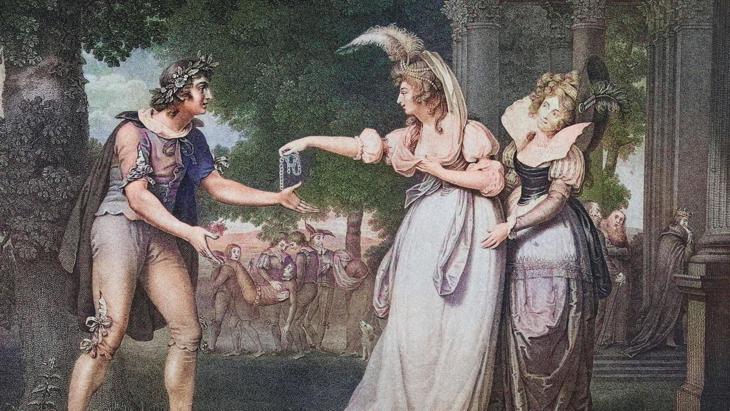 Diese Darstellung zeigt eine Szene aus dem ersten Akt von "Wie es euch gefällt". Wie heißen die Figuren der Komödie? Diese Darstellung zeigt eine Szene aus dem ersten Akt von "Wie es euch gefällt". Wie heißen die Figuren der Komödie?