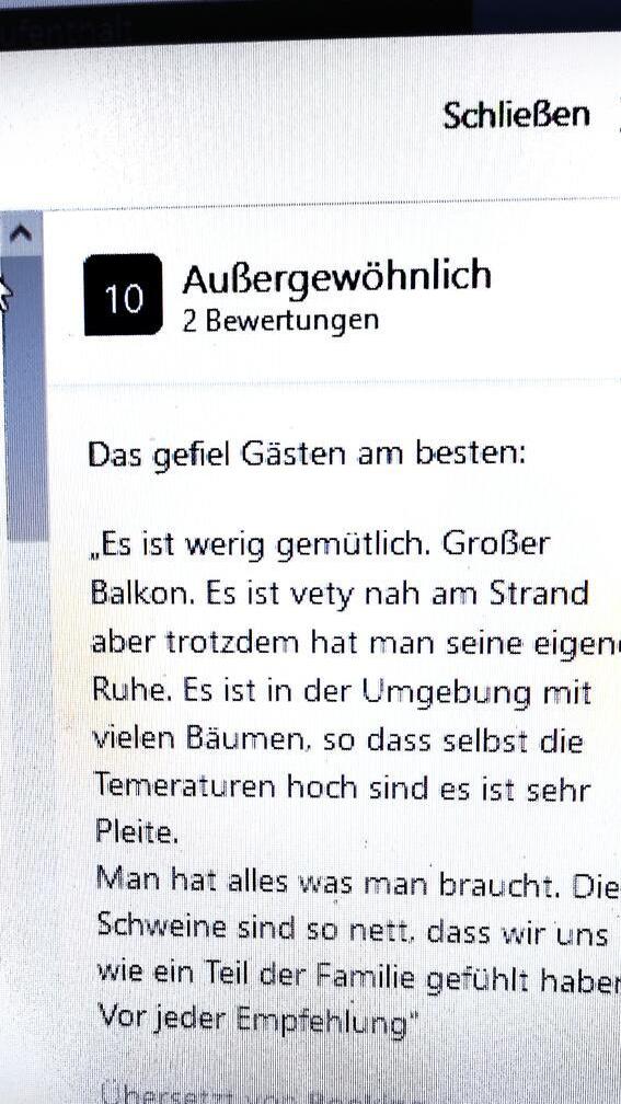 Diese Bewertung eines Appartments in Griechenland wurde von einem Übersetzungsprogramm bei booking.com vom Englischen ins Deutsche übersetzt. Geschrieben hat sie ein Gast aus Serbien in Englisch. Ich war vor kurzem auch in der Wohnung in Katigiorgis am Pilion. NEU**NEU**NEU Foto: Klaus Kargel aus Schwabach Deutsch ganz neu; Magazin am Wochenende; Reise; 19.8.2023