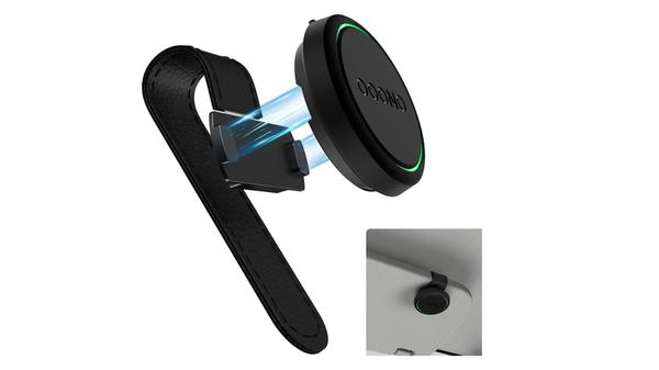 Die Halterung bietet eingebaute Magneten.