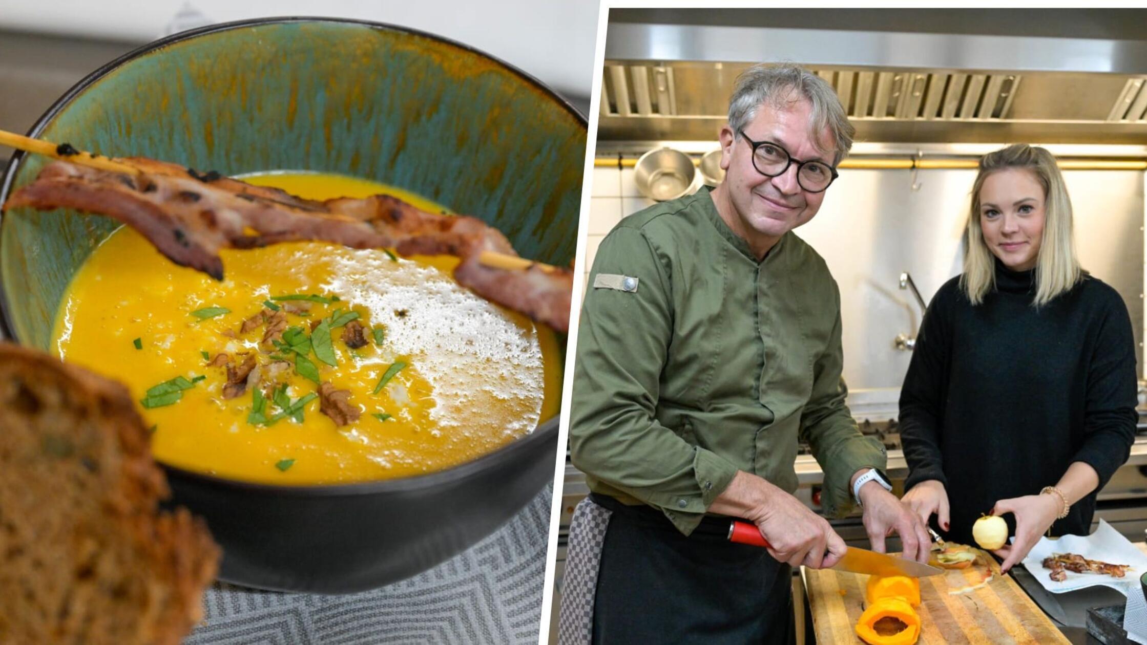 Koch Georg Lukas vom AlmRefugio verrät seine Rezepte für Kürbissuppe ...