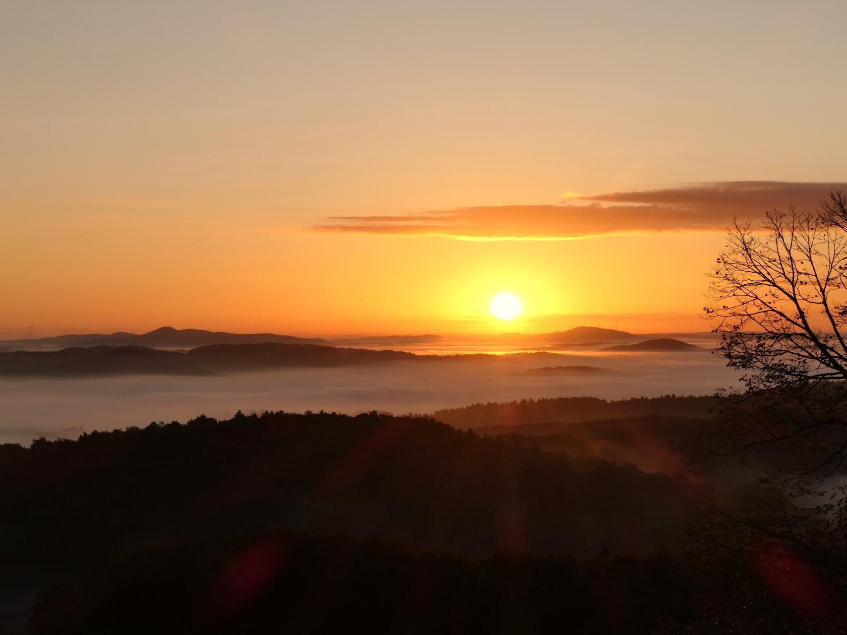 Von der Burg Hohenstein aus kann man den Morgennebel gut überblicken.