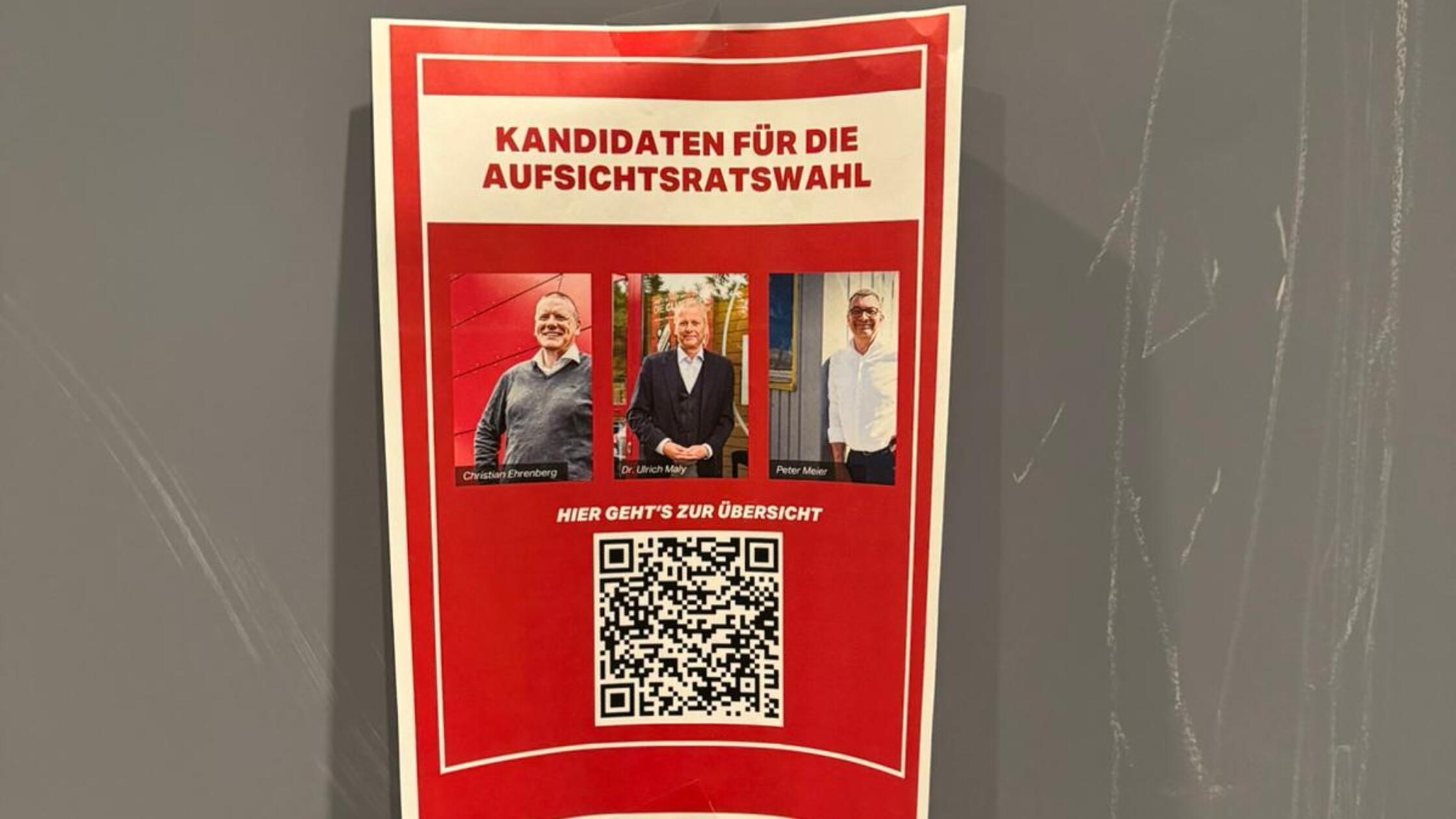 Die Aufsichtsratswahl ist diesmal hingegen Formsache - drei Kandidaten, drei erneut zu besetzende Posten. Christian Ehrenberg, Dr. Ulrich Maly und Peter Meier stehen zur Wahl...