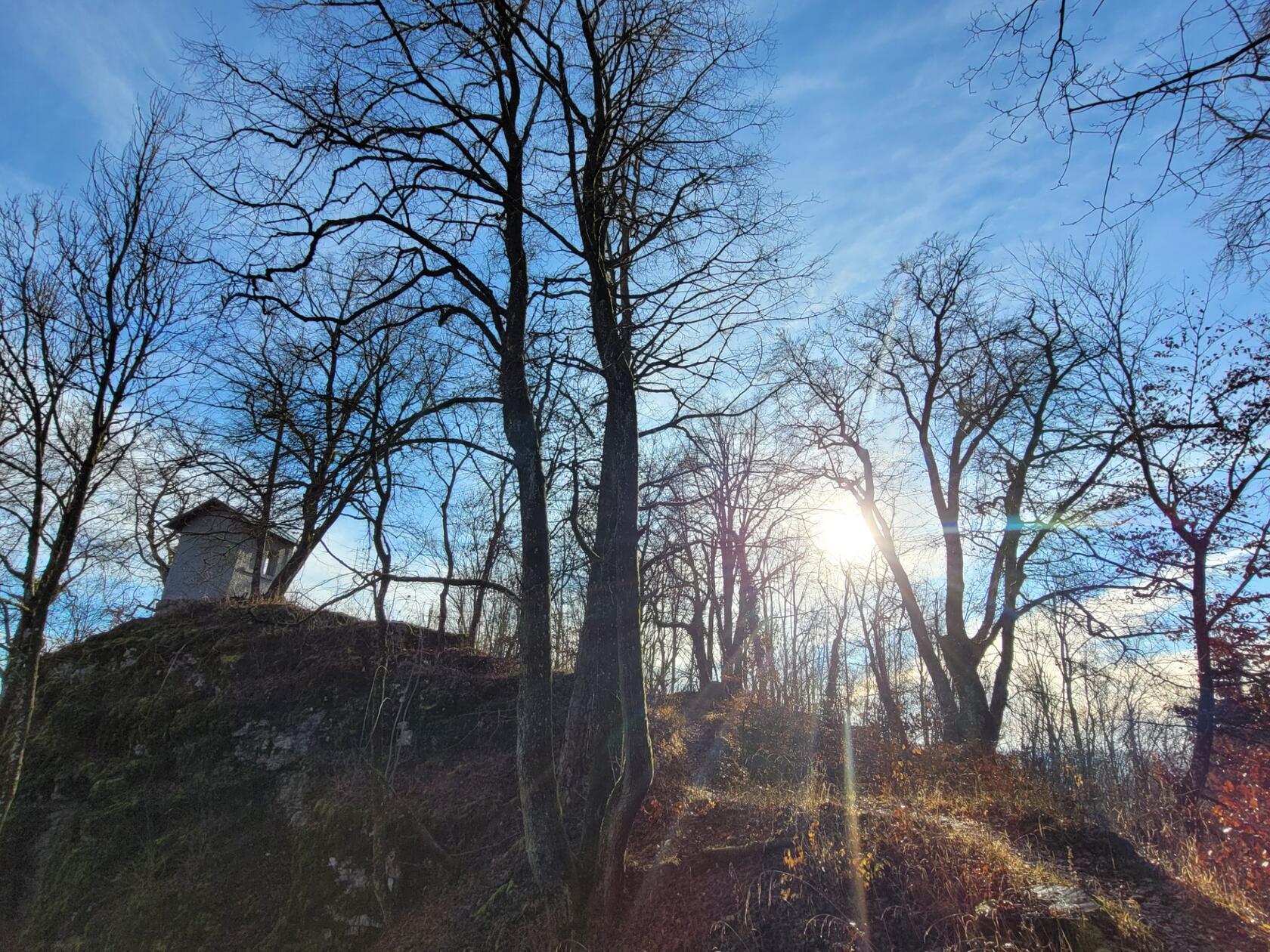 Das Steinbruchhäuschen bei Großviehberg bei bestem Winterwetter.