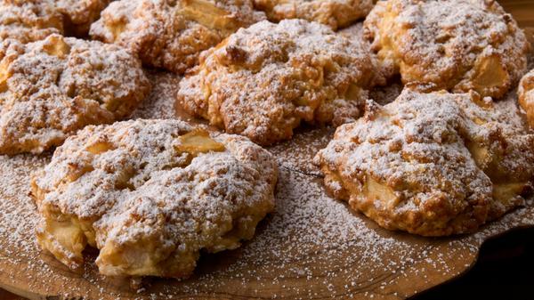 Apple And Cinnamon Cookies On Olive Wood Board Clo