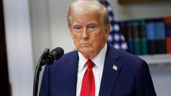 United States President Donald Trump gives remarks