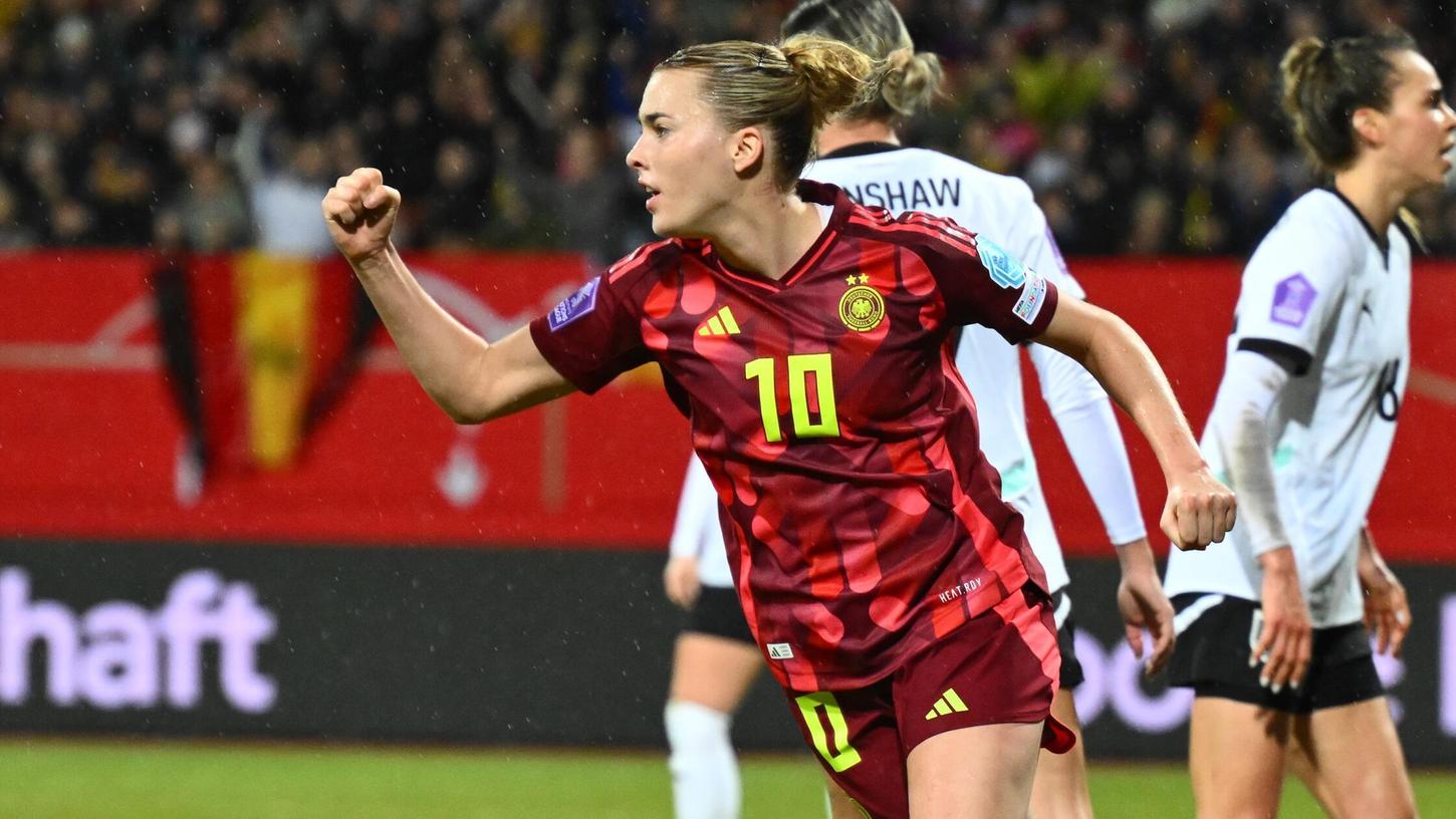 Laura Freigang von Eintracht Frankfurt brachte die DFB-Auswahl mit ihrem Ausgleichstreffer zum 1:1 auf Kurs. Laura Freigang von Eintracht Frankfurt brachte die DFB-Auswahl mit ihrem Ausgleichstreffer zum 1:1 auf Kurs.