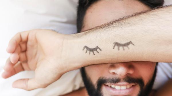 RECORD DATE NOT STATED drawn eyelashes man s hand