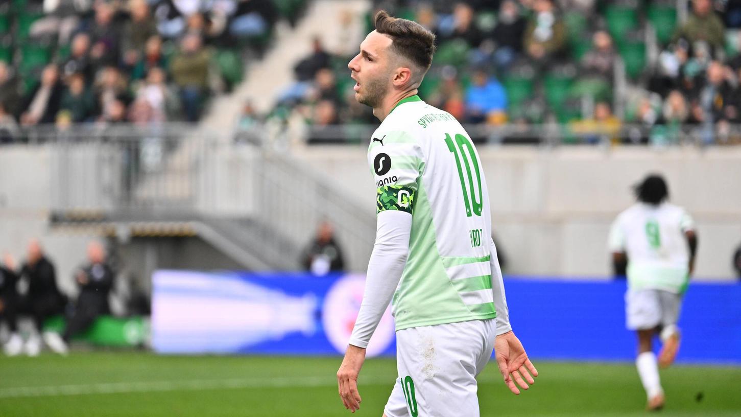 Branimir Hrgota, der einzige Fürther Torschütze beim 1:5-Debakel im Hinspiel, wird die Partie am Böllenfalltor gesperrt verpassen. Branimir Hrgota, der einzige Fürther Torschütze beim 1:5-Debakel im Hinspiel, wird die Partie am Böllenfalltor gesperrt verpassen.